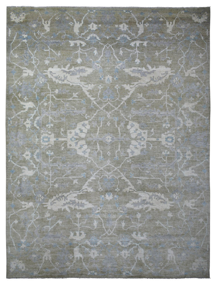 Gray Afghan Angora Oushak Supple Wool Hand Knotted Oversized Rug, 12'1"x15'5"
