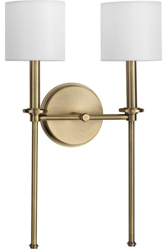 Elara Collection 10.37" 2-Light Vintage Brass Clear Glass Bath Vanity Light