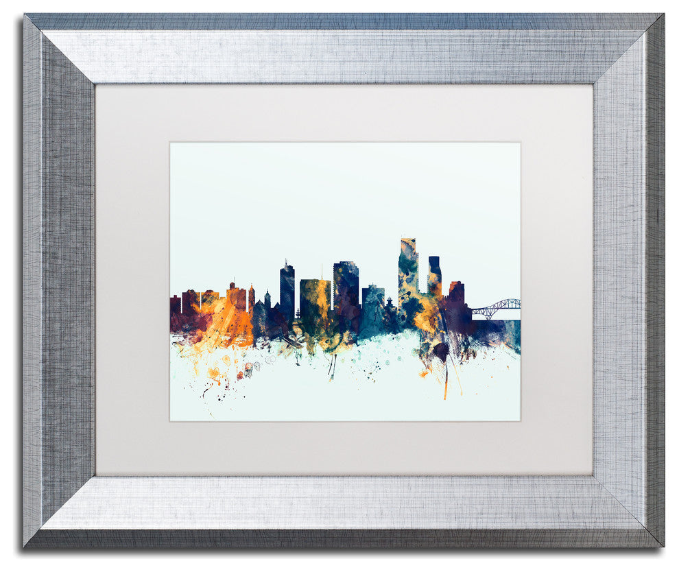 Michael Tompsett 'Corpus Christie Skyline Blue' Matted Framed Art, 11x14