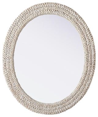 Home Living Oval Cornhusk Mirror 30x36, Linen White