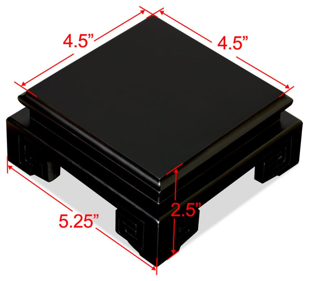 4.5 in Square Wooden Asian Display Stand, Black