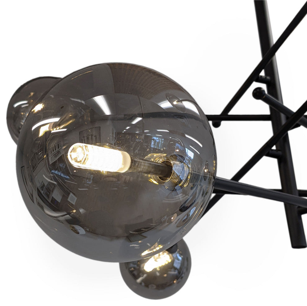 Javier 6 Light Black Metal and Glass Sputnik Chandelier
