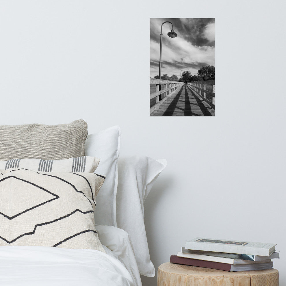 Follow the Lines Black & White Landscape Photo Unframed Wall Art Print, 12" X 18"