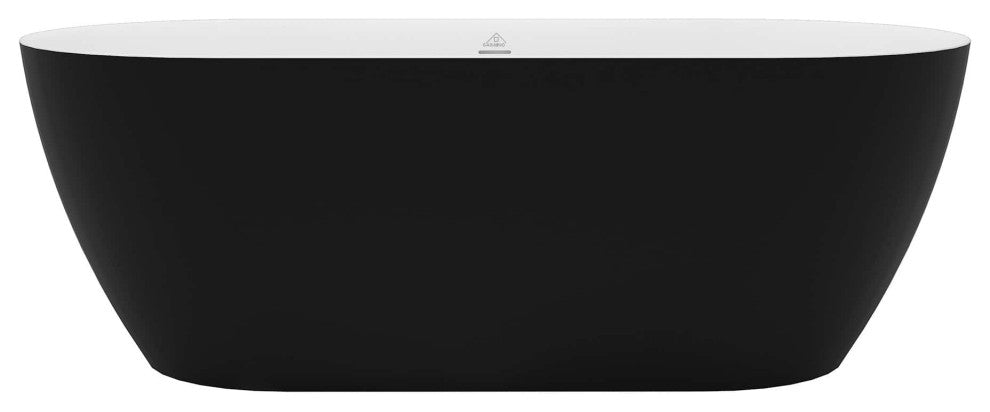 59inch Matte Black Outside Freestanding Solid Surface Soaking Tub