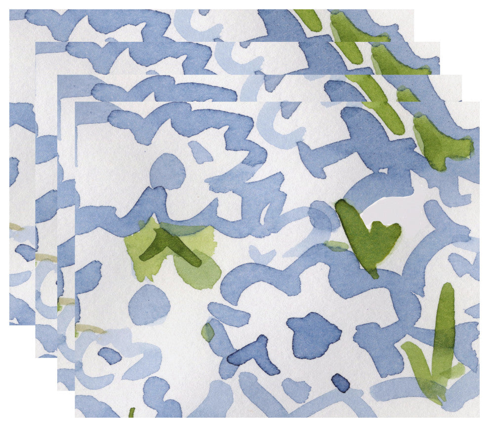 Gardenia Floral Print Placemats, Set of 4, 18"x14", White