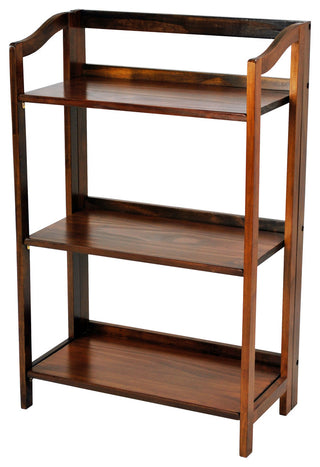Stratford 3-Shelf Folding Bookcase, Warm Brown, 3-Shelf