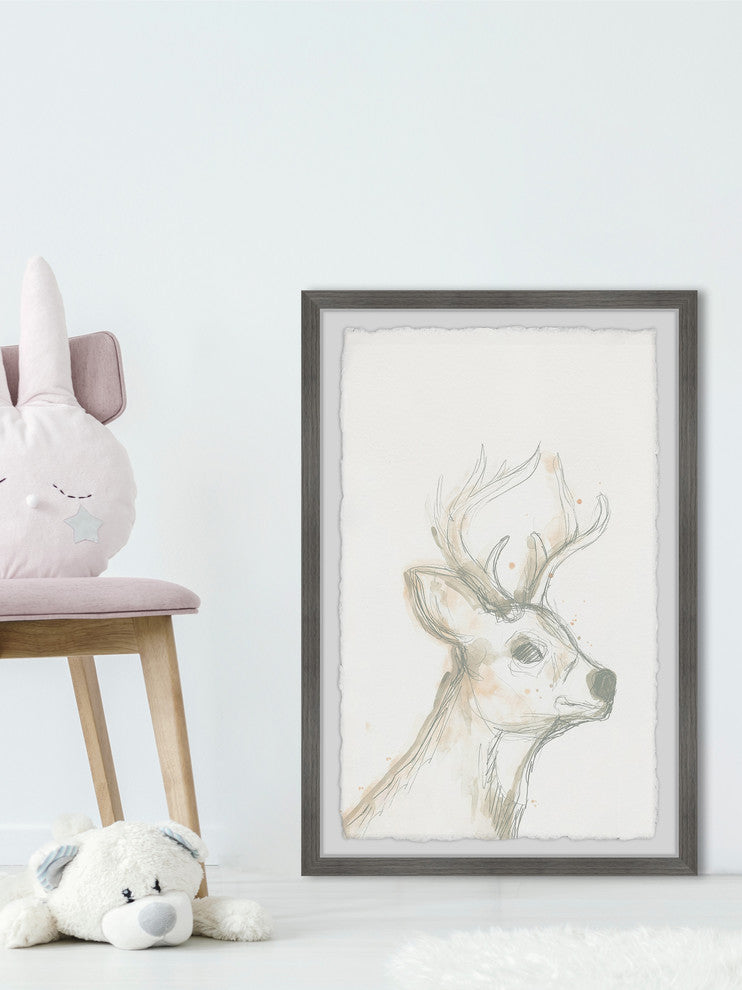 "Deer Cameo IV" Framed Painting Print, 24"x36"