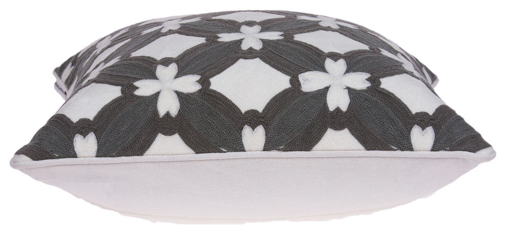 HomeRoots 20" x 0.5" x 20" Transitional Gray and White Pillow Cover