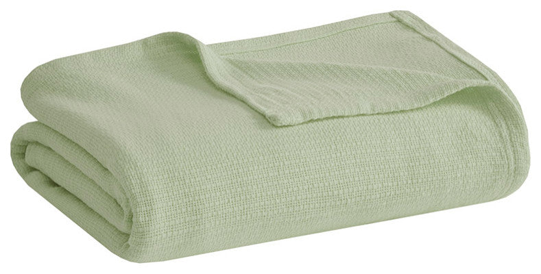 Madison Park Freshspun Basketweave Cotton Blanket, Green