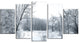 Beautiful Winter Panorama, Landscape Canvas Art Print, 60"x32", 5 Panels