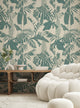 Hand Drawn Jungle Leaves Vinyl Peel and Stick Mural, Green, 24"x108", 6 Pack