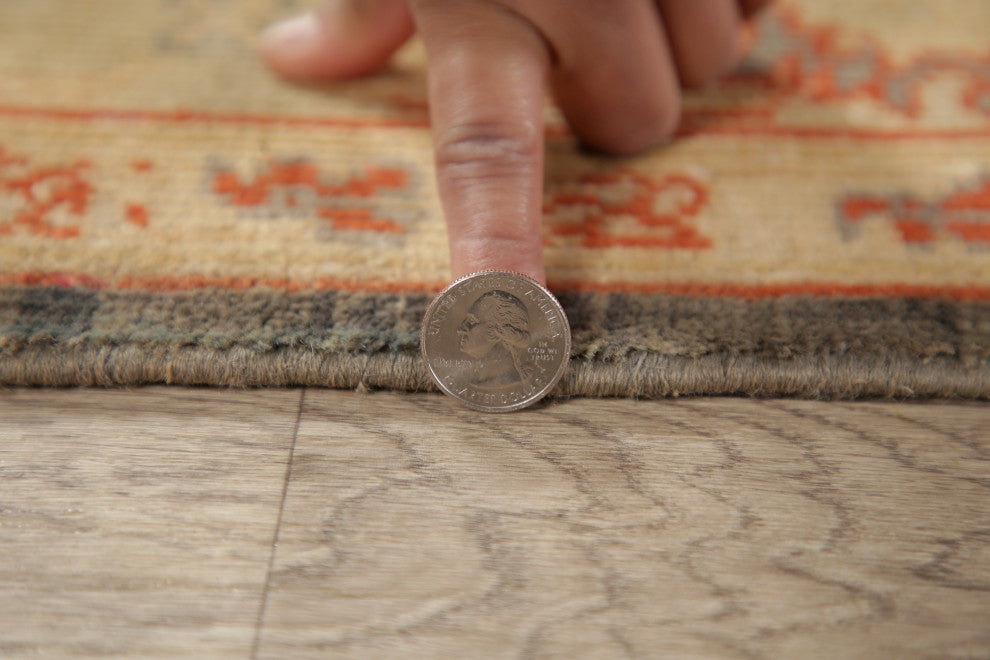 Turkish Vegetable Dye All-Over Handmade French Toile Rug Oriental, Gray, 6 X 9