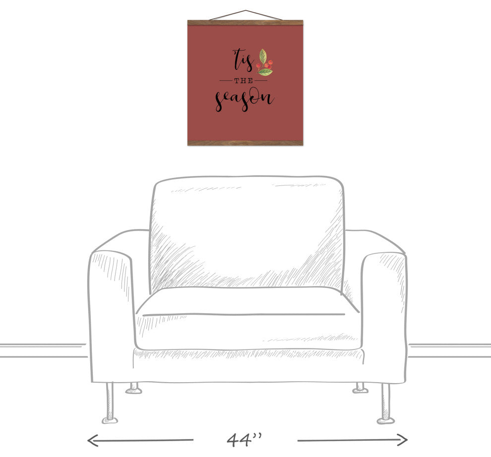 Tis the Season Red 16x16 Teak Hanging Canvas