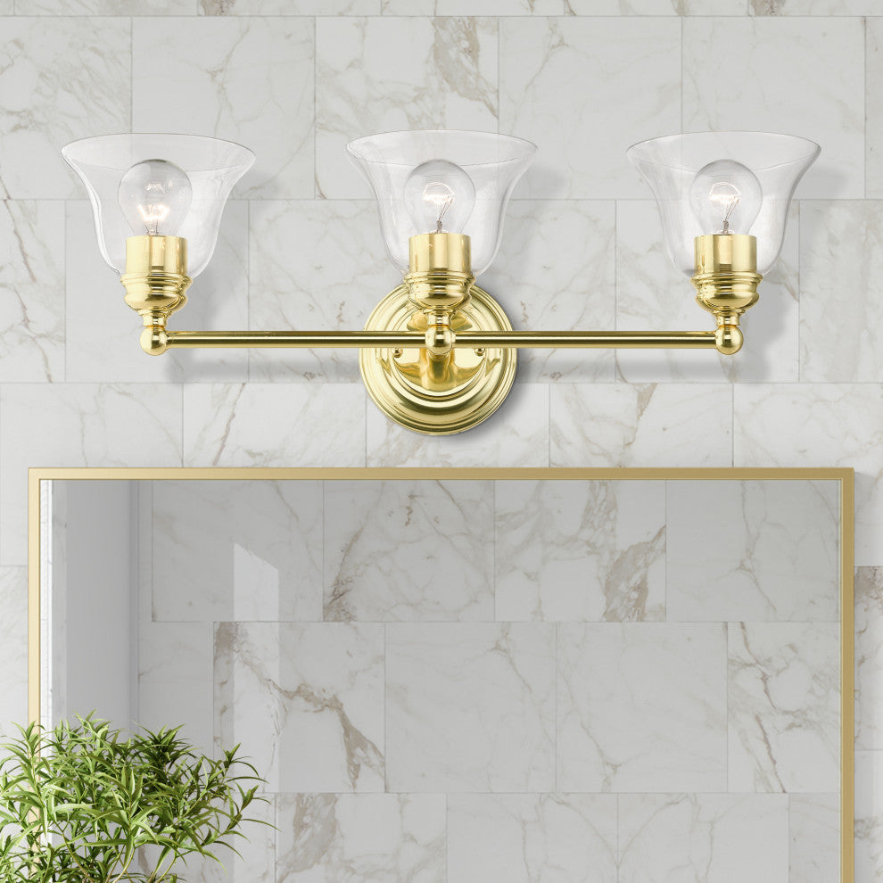 Moreland 3 Light Polished Brass Vanity Sconce