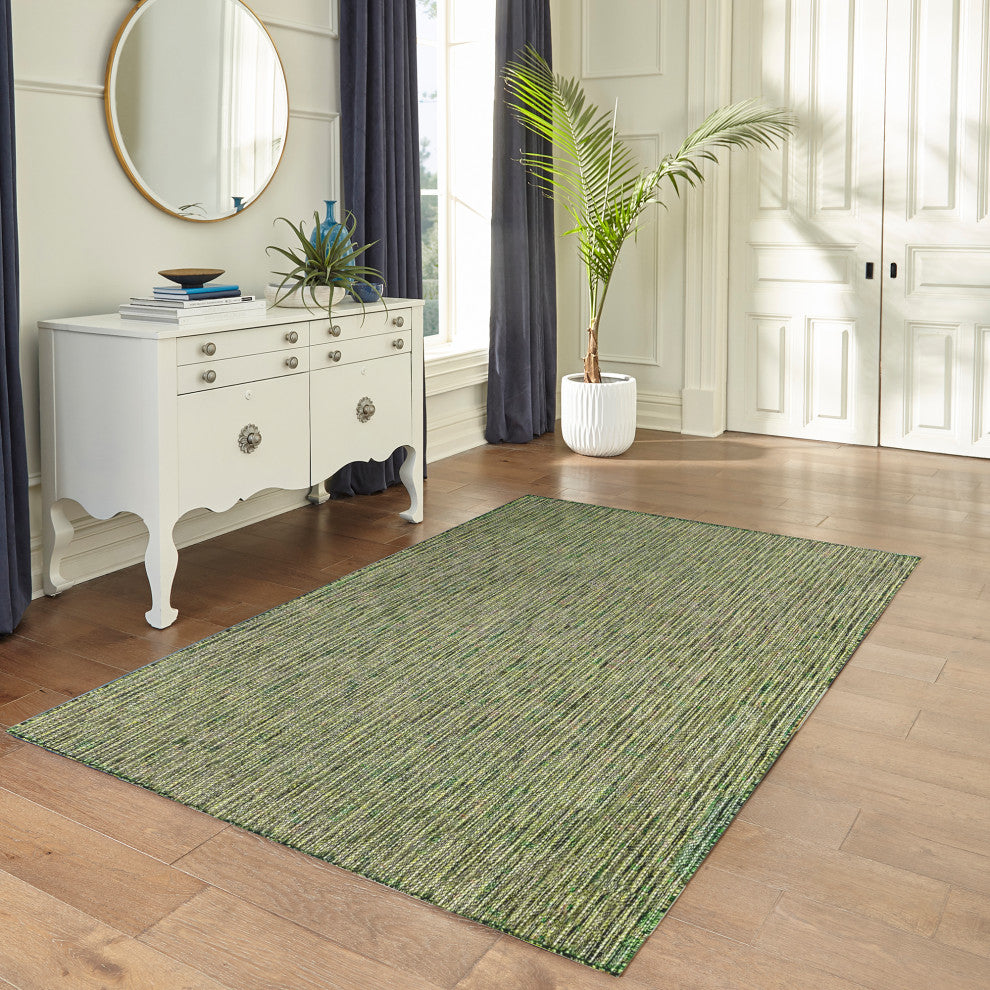 Carmel Texture Stripe Indoor/Outdoor Rug, Green, 3'3"x4'11"