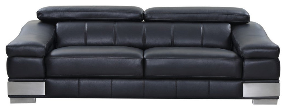 Milan Contemporary Genuine Italian Leather Sofa Black