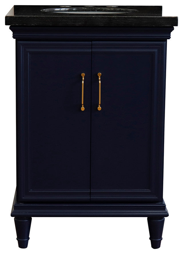 25" Single Vanity, Blue Finish With Black Galaxy And Oval Sink