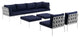 Modway Harmony 8 Piece Outdoor Patio Aluminum Sectional Sofa Set, White Navy