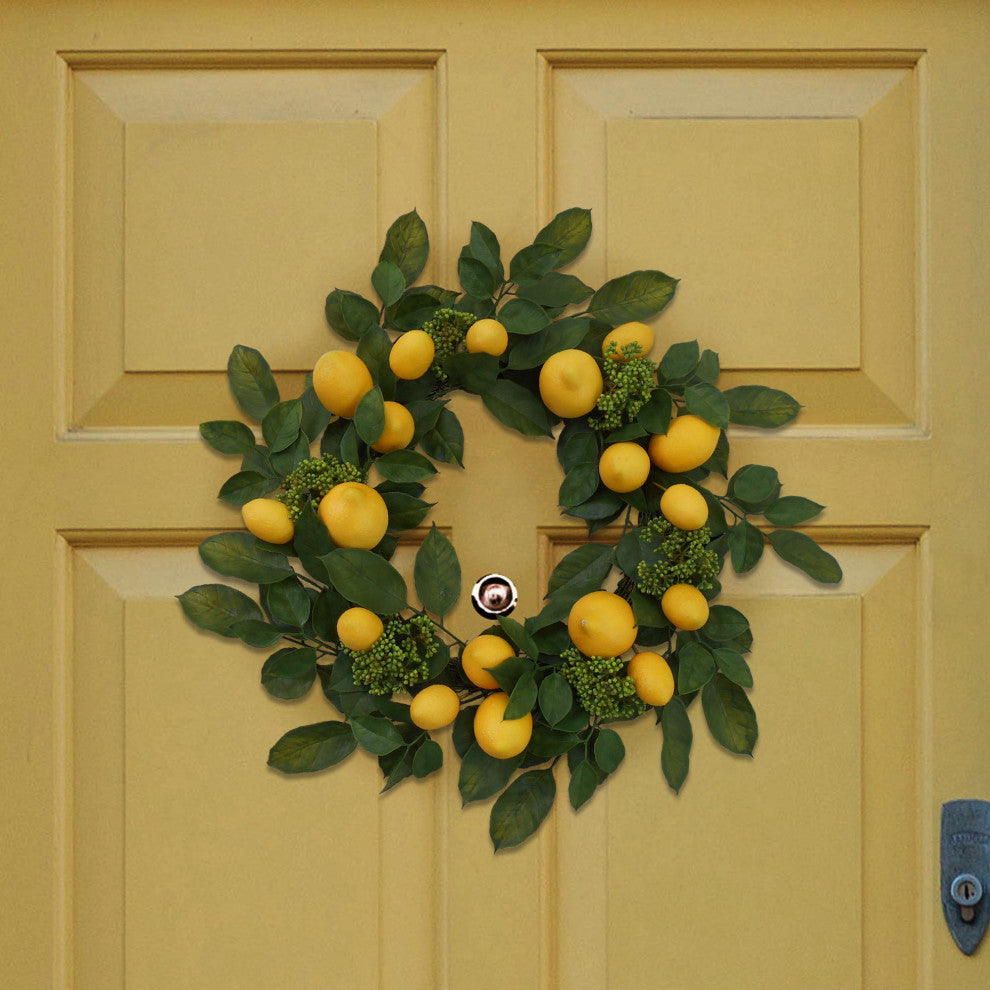 22" Farmhouse Style Artificial Lemon Wreath
