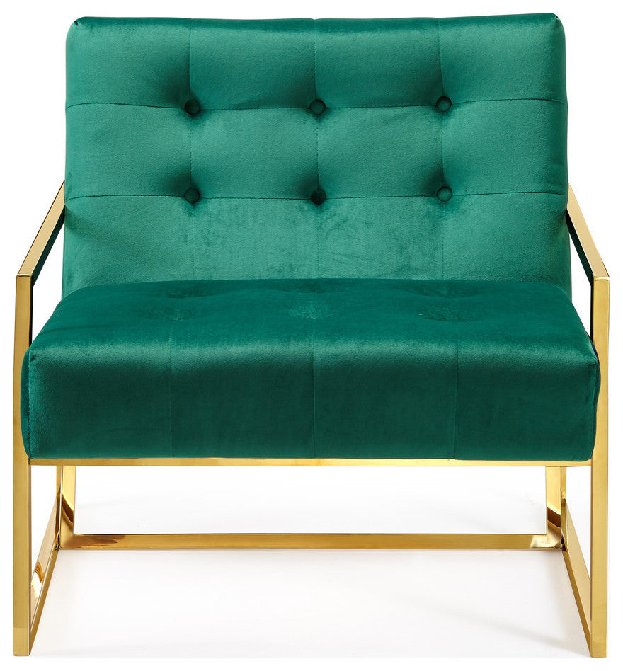 Pierre Velvet Upholstered Accent Chair, Green