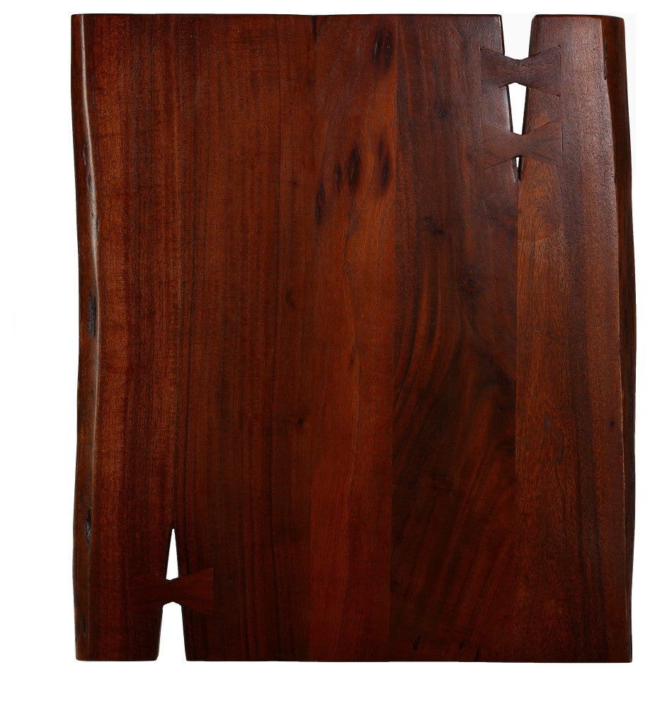 Bare Decor Brunswick End Table With Live Edge Solid Wood Top and Black Legs