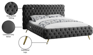 Delano Velvet Upholstered Bed, Gray, King