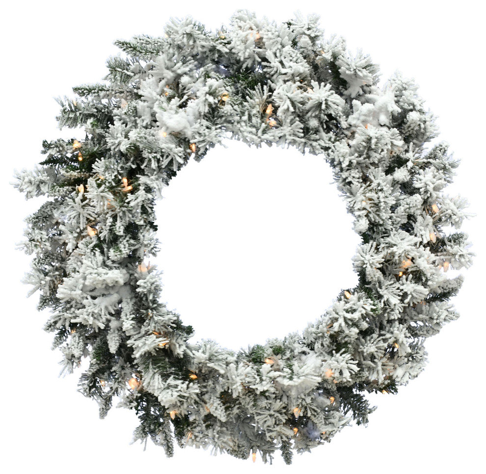 24-In. Mountain Pine Wreath, White Led