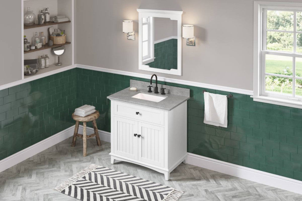 Savino Modern 36" White Single Sink Vanity, Steel Grey Cultured Marble Vanity To
