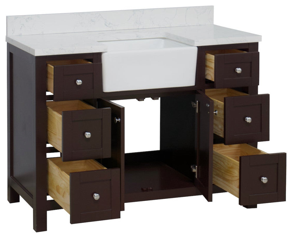 Yorkshire 48" Bathroom Vanity, Chocolate, Engineered Marble