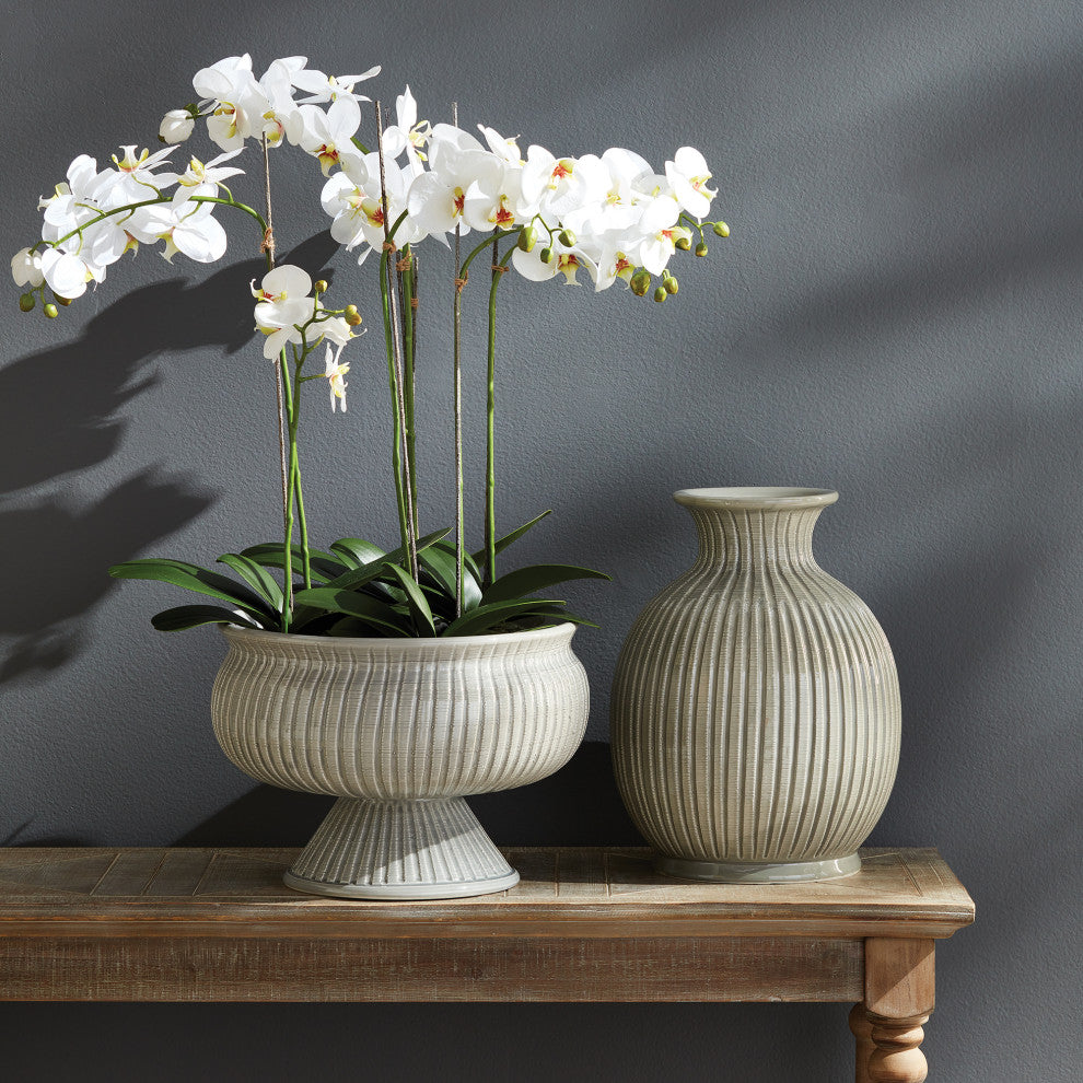 Graffio Decorative Footed Bowl, Gray