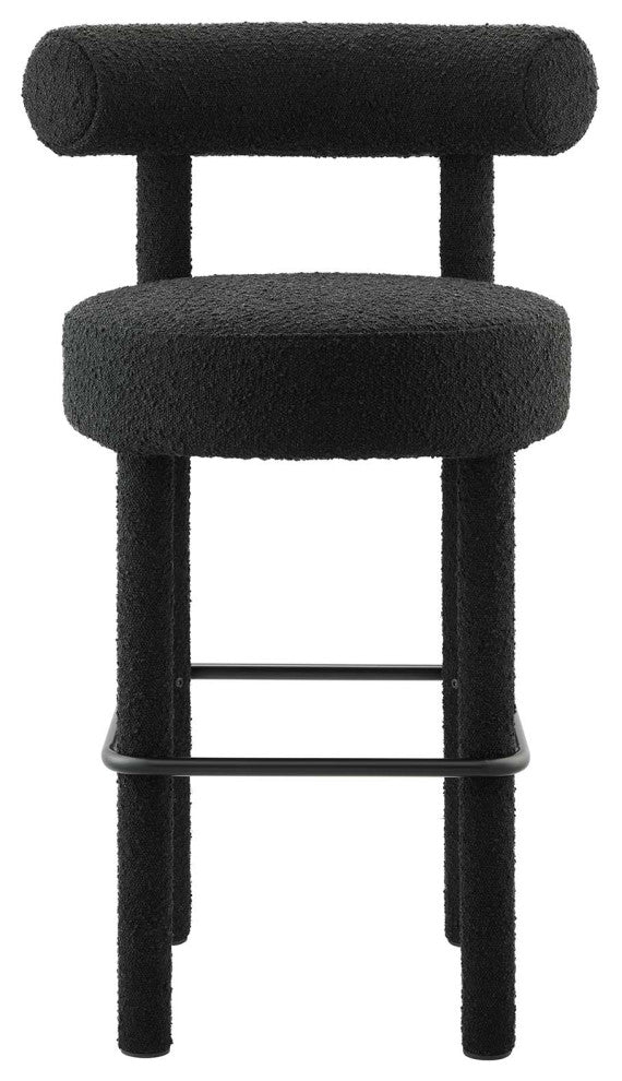 Toulouse Boucle Fabric Bar Stool - Black Black
