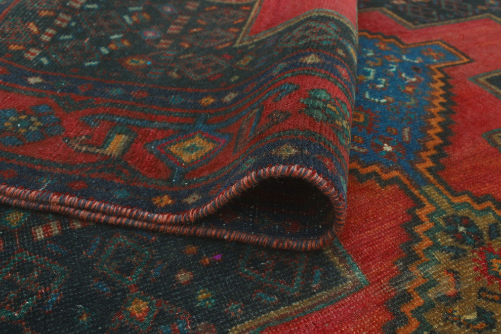Fine Vintage Distressed Kasim Red/Charcoal Runner, 4'4x9'3
