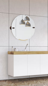 Frameless Round Beveled Edge Tilt Mirror, Venetian Bronze