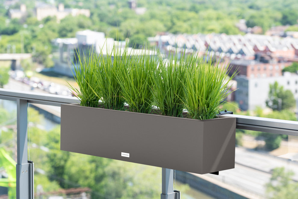 Block Series Trough 36" Planter With Bracket, Grey, 9"h X 9"w X 36"l, 1 Pack