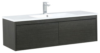 Sant 48 Iron Charcoal Vanity, Acrylic Top With Sink, Rose Gold Faucet Set