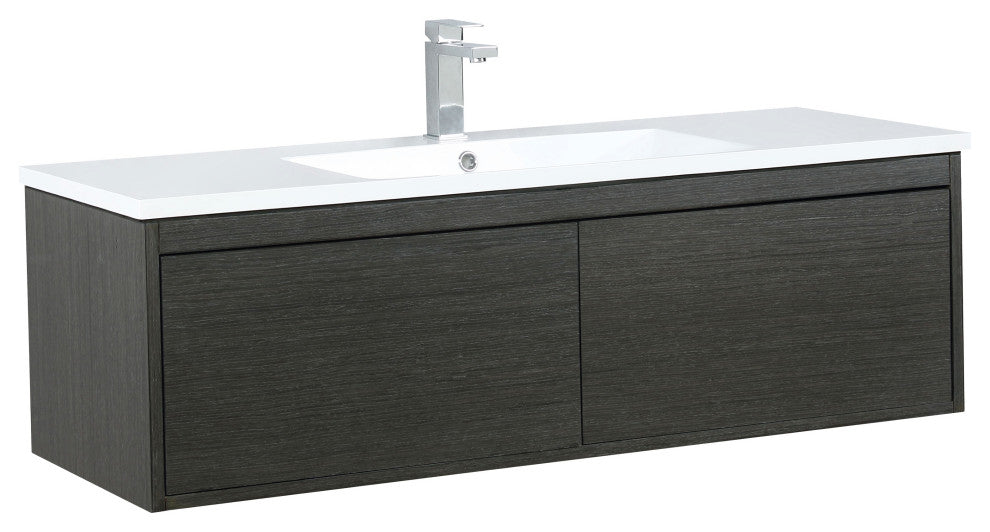 Sant 48 Iron Charcoal Vanity, Acrylic Top With Sink, Rose Gold Faucet Set