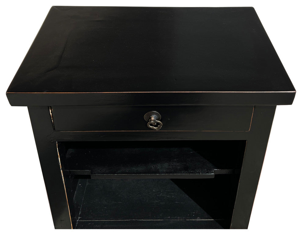 Simple Oriental Black Open Shelf End Table Nightstand Small Cabinet Hcs7667