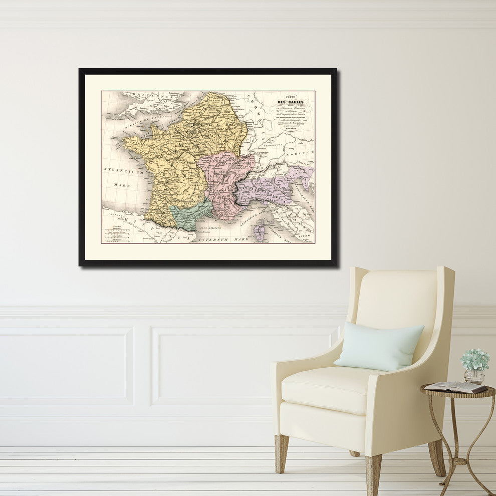 France Vintage Antique Map Wall Art, 28"x37"