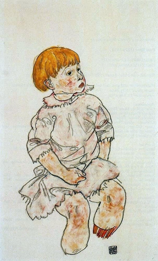 Egon Schiele Seated Child: Anton Peschka Jr Wall Decal