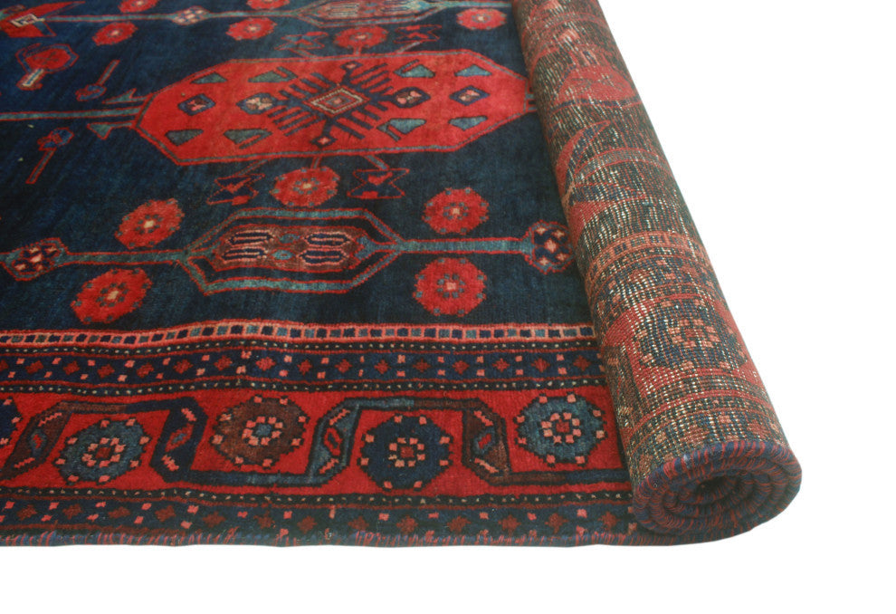 Fine Vintage Distressed Hud Charcoal/Red Rug, 4'9x9'4