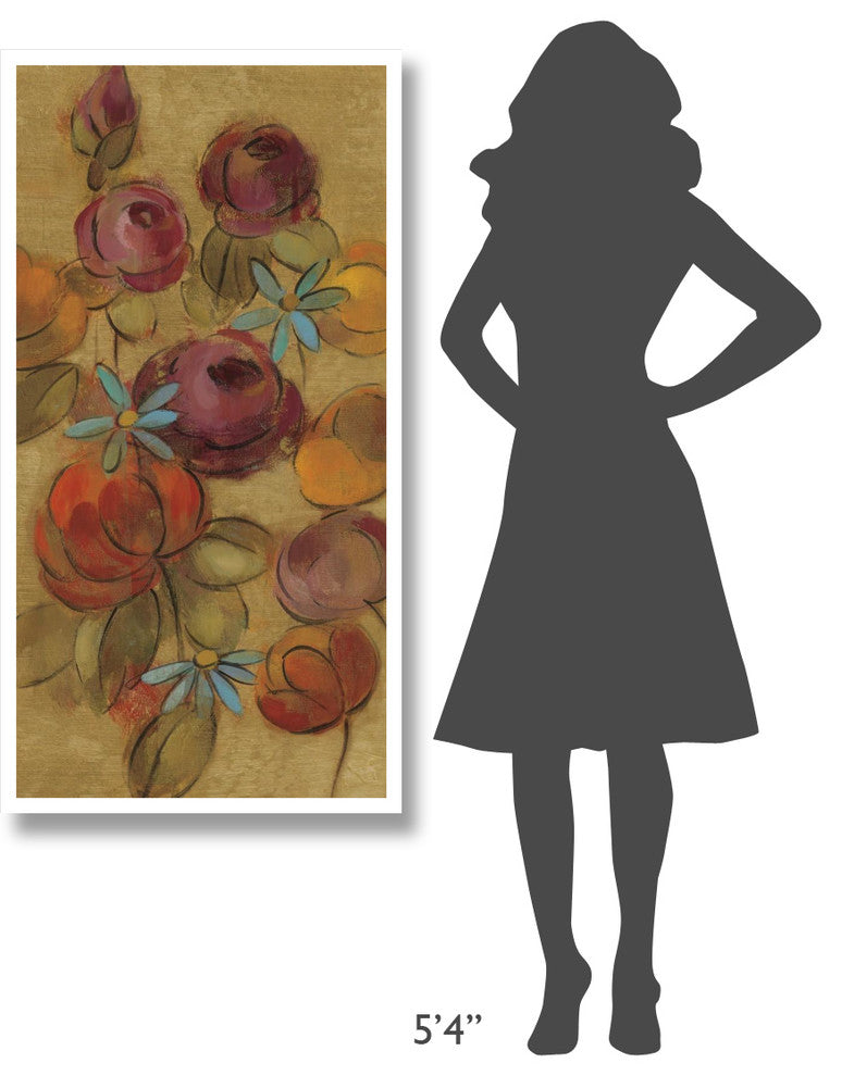 "Pressed Flowers II on Gold" Digital Paper Print by Silvia Vassileva, 26"x50"