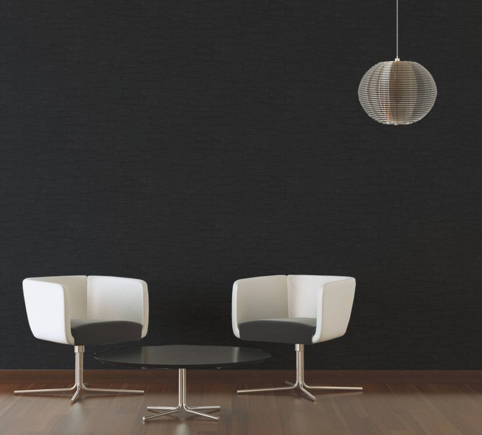 Faux Textured Wallpaper, Black, One Roll