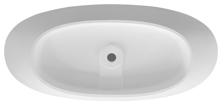 Stone Resin Solid Surface Freestanding Bathtub, White, 71"