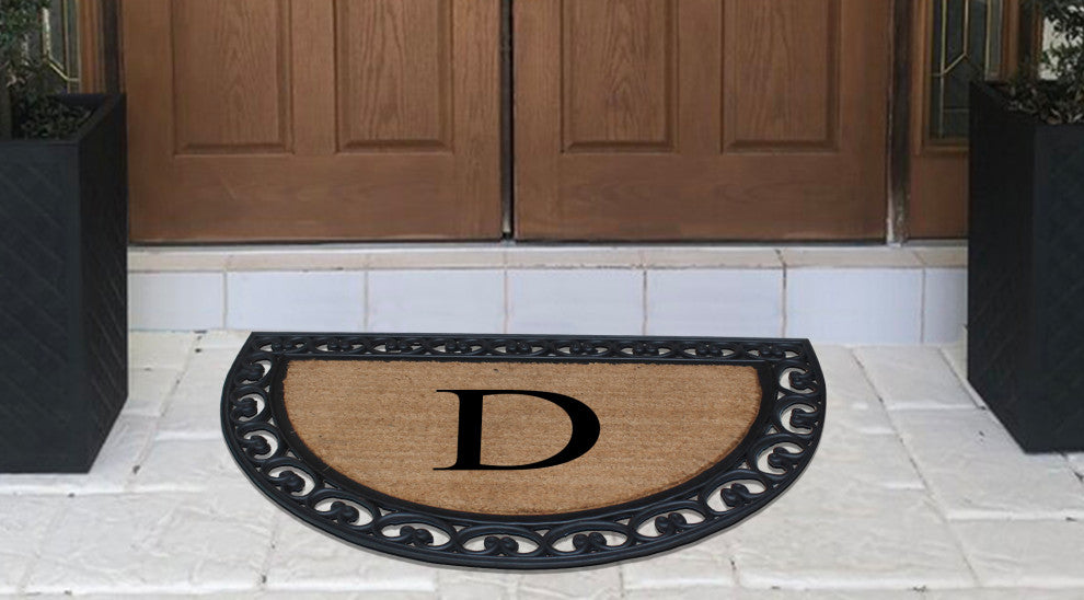 A1HC Half Round 30"x48" Double Door Monogrammed Doormat, D