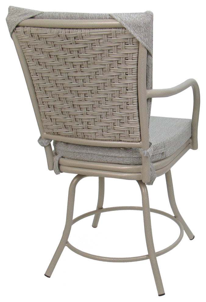 Outdoor/Indoor Patio Dinette Swivel Ofir Chair, White Linen Beige