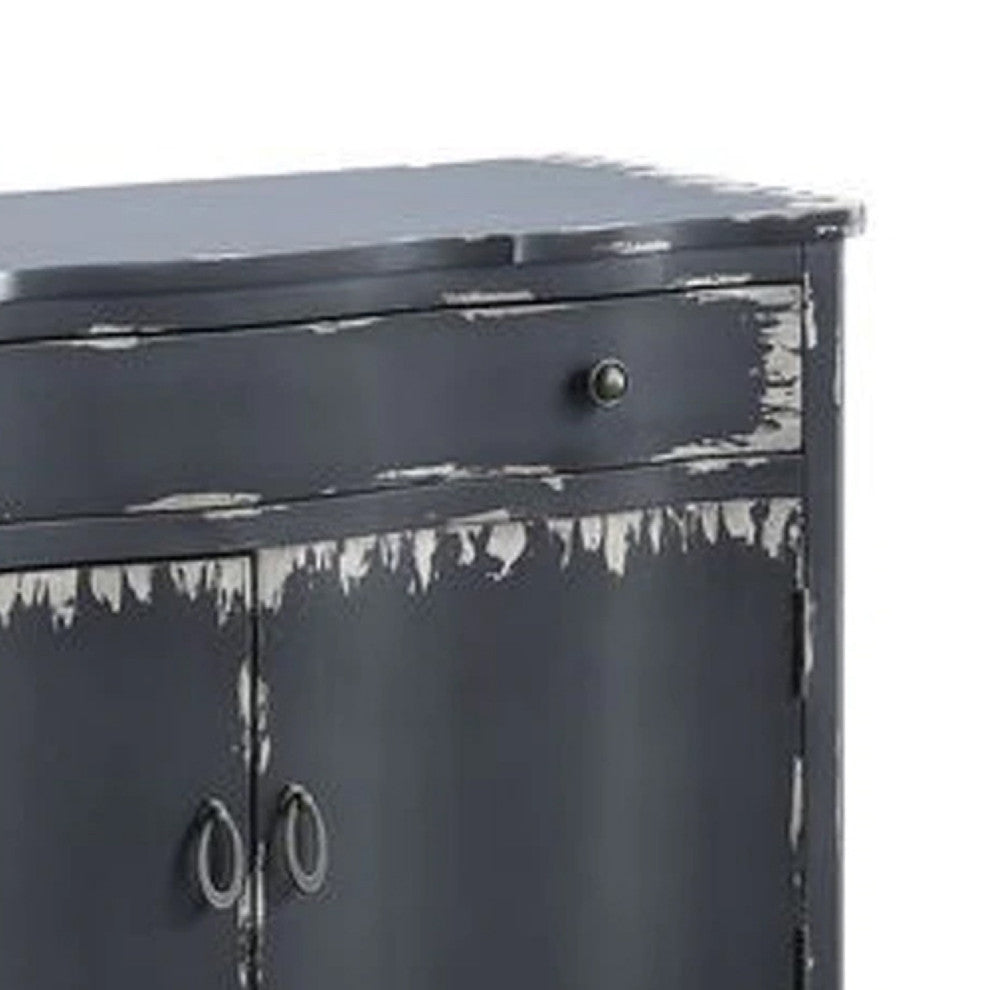 Benzara BM273244 2 Door Console Sideboard Cabinet, Shelf, Drawer, Antique Gray