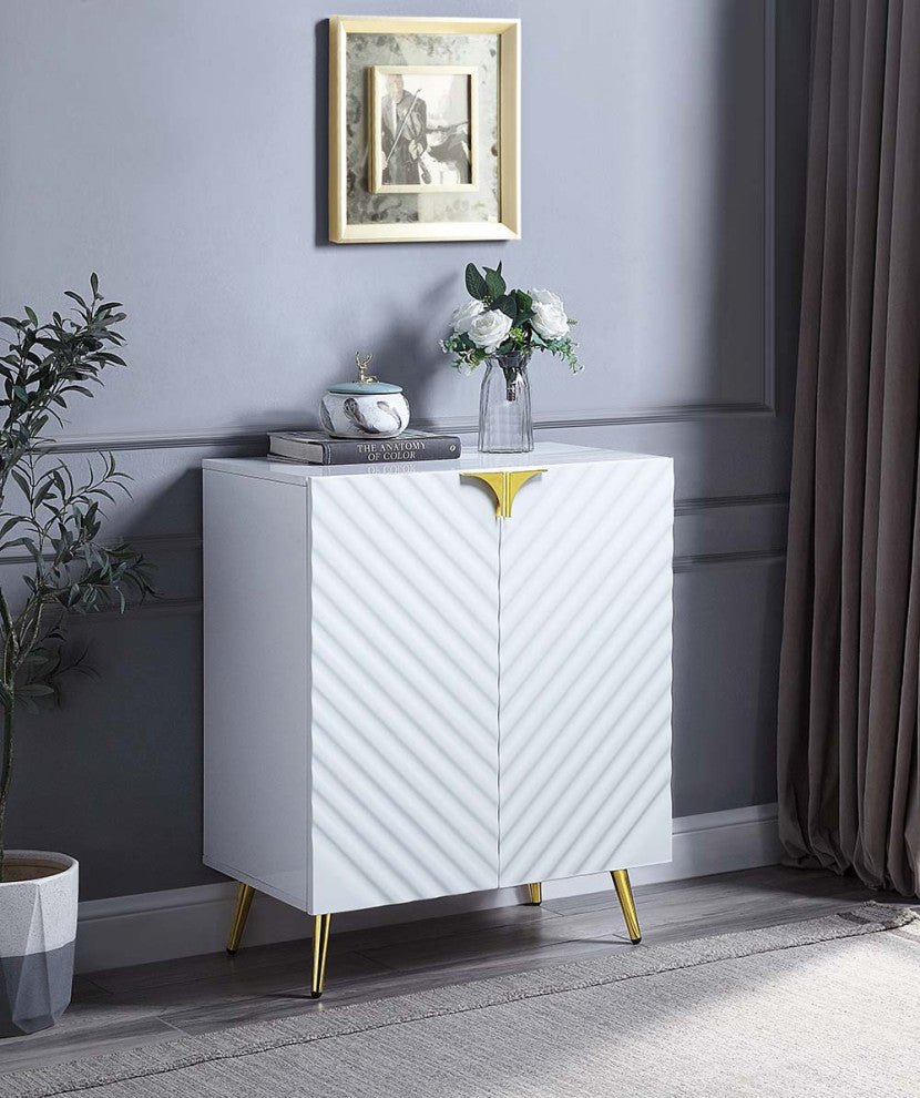 Acme Gaines Console Table White High Gloss Finish