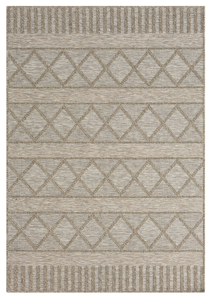 Paolo Contemporary Diamond Brown Indoor Outdoor Area Rug, 5' x 7'