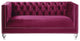 Benzara BM275707 Modern Loveseat, Chesterfield, Acrylic Feet, Burgundy Velvet