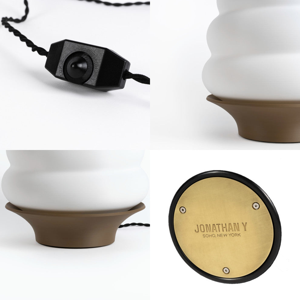 Honey Pot 12" Plant-Based PLA Dimmable LED Table Lamp, White/Brown